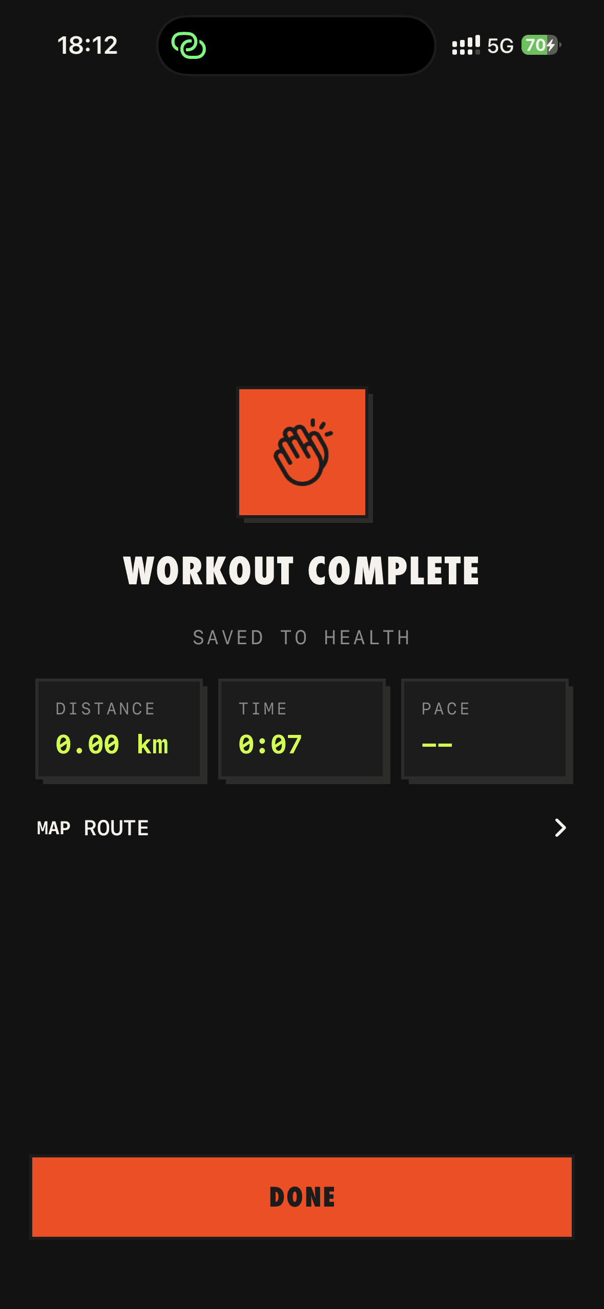 42K Run Complete screen