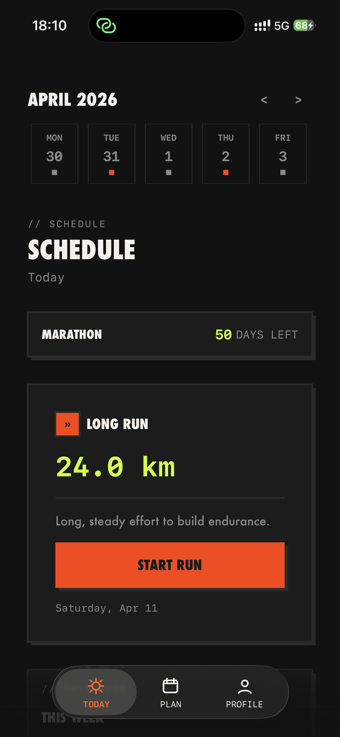 42K Run today screen