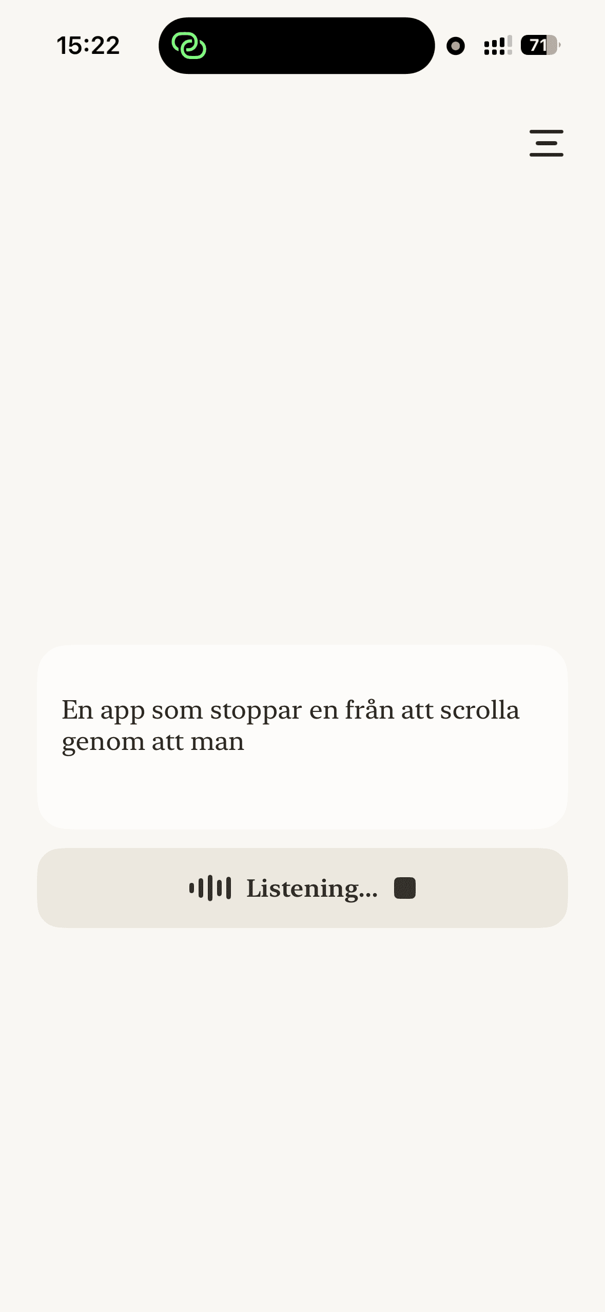dump Listening screen