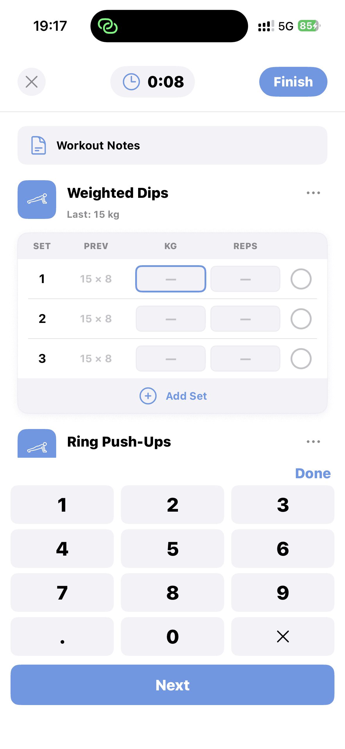 Stride Keypad Input screen