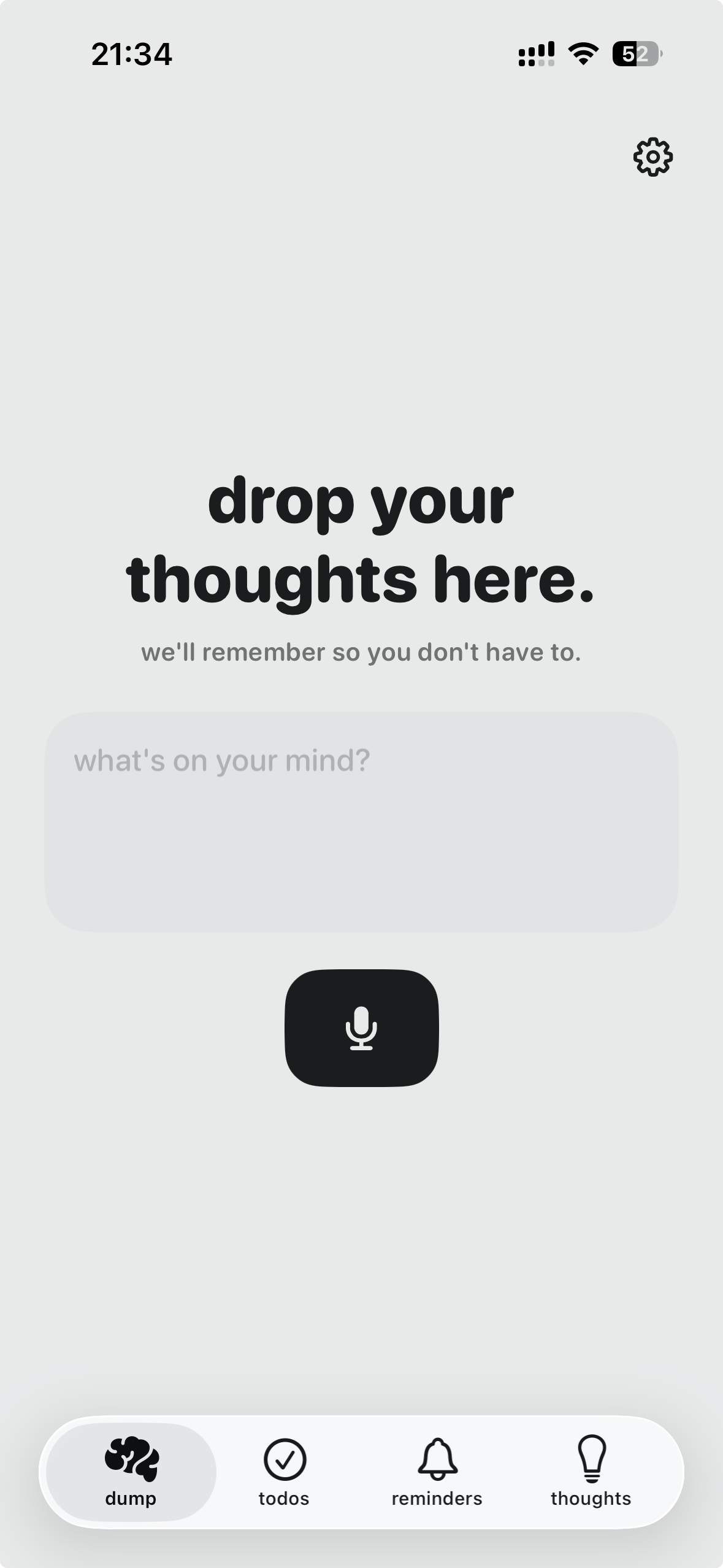 Braindump interface on iPhone