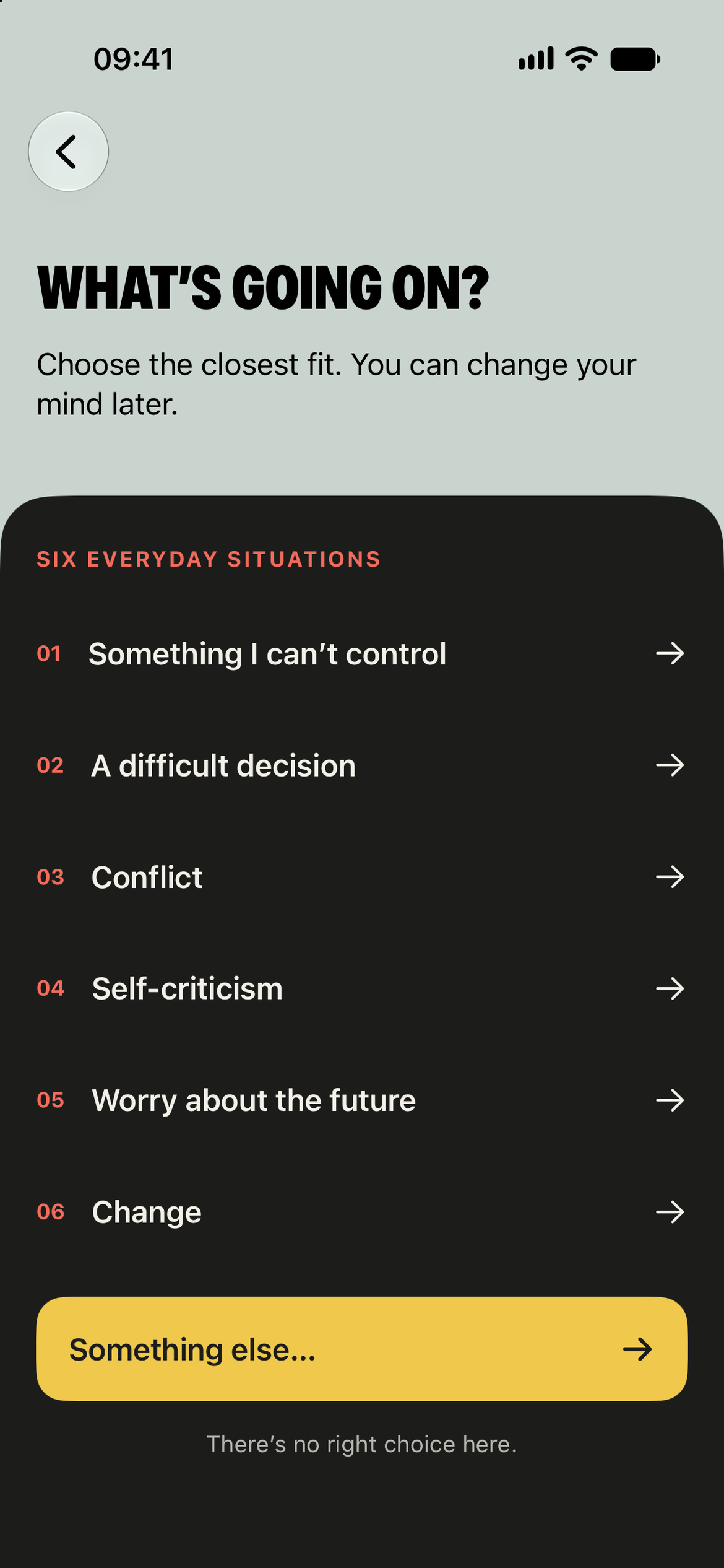 Six everyday situations to choose from